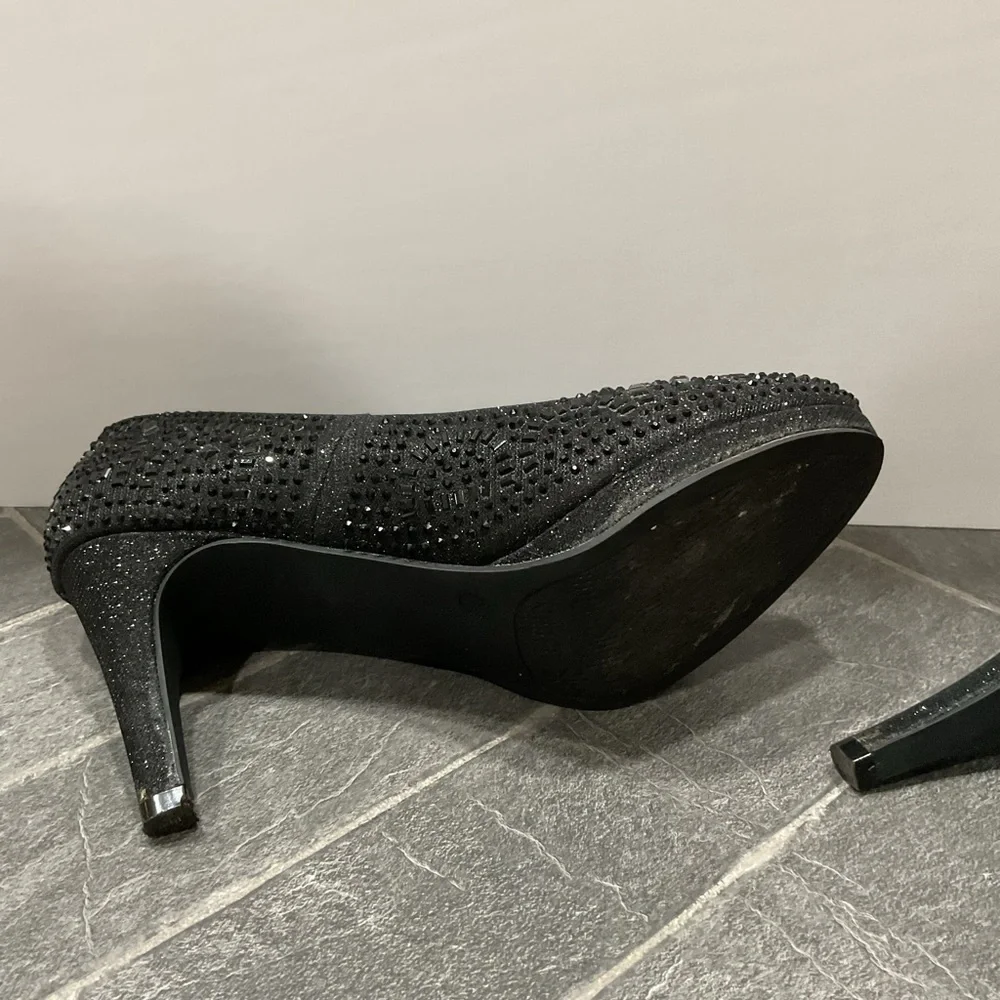Silver Slipper Flirty Black Rhinestone Heel